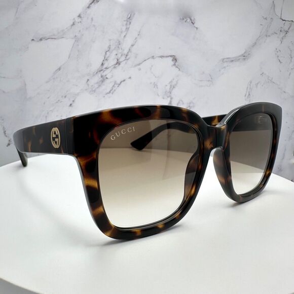 CLASSY New Gucci Sunglasses Brown Tortoise Square Polarized Gold GG Logo - Picture 16 of 16